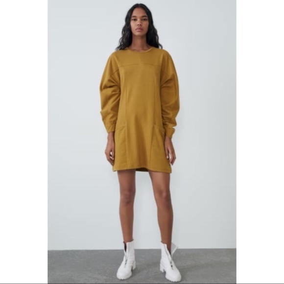 Zara Mustard Dress With Pockets NWT - Picture 12 of 16
